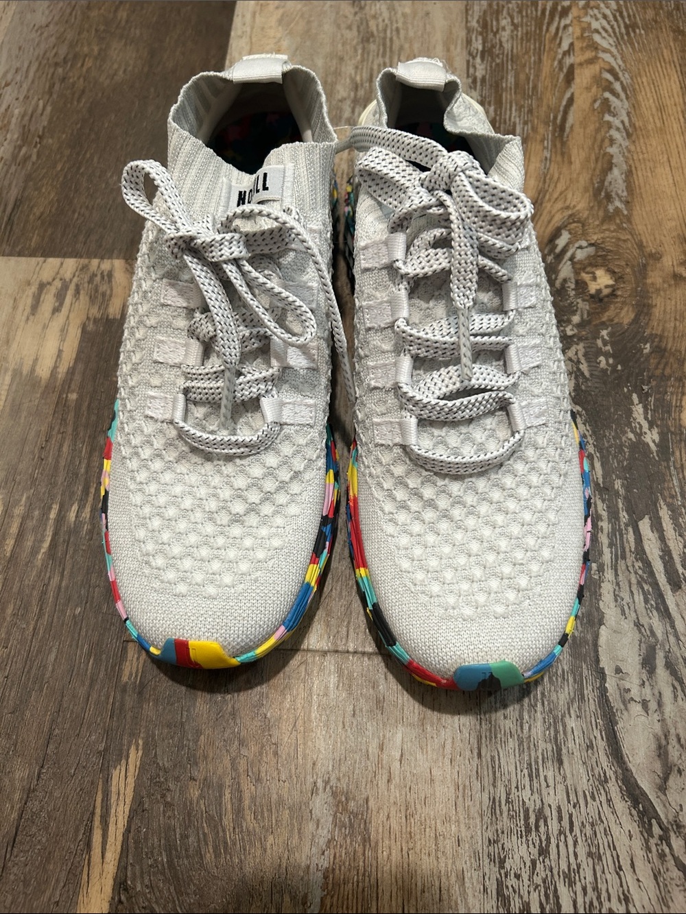 NOBULL White Knit Sneakers with Multicolor Accent